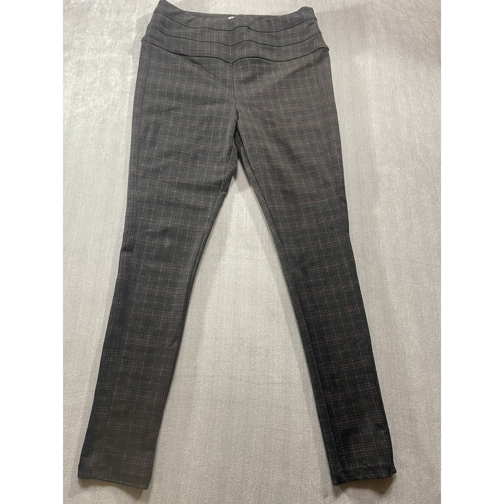 Rewind Women's Pull On Stretch Plaid Pants Large